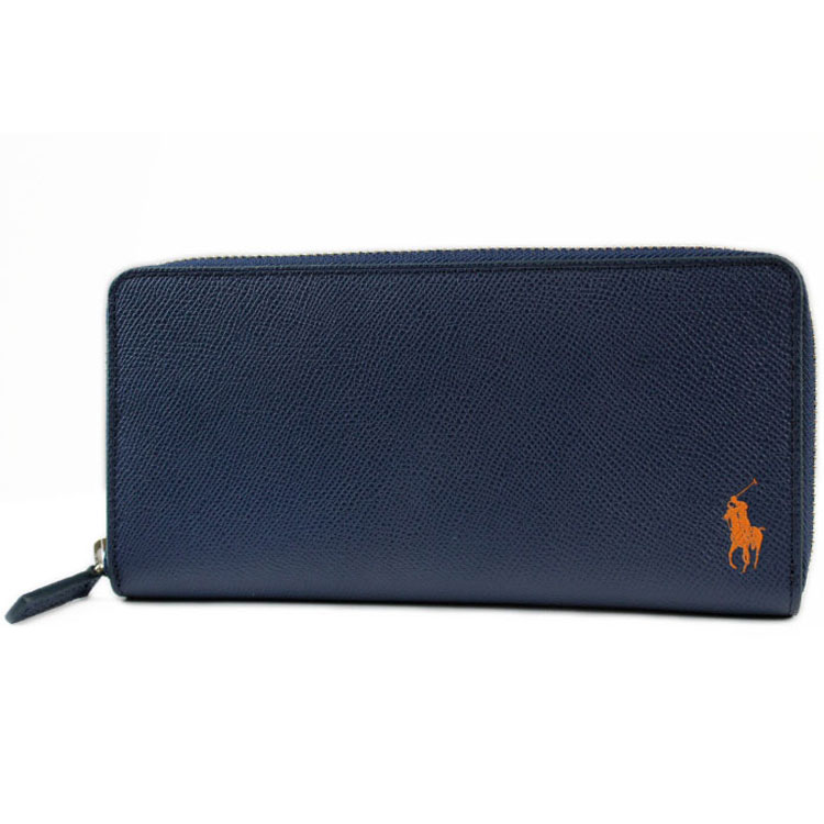 ポロ ラルフローレン 長財布 財布 ラウンドファスナー メンズ ブランド POLO Ralph Lauren コントラストレザー With カラーポニー ロゴ 専用箱付 紺 ネイビー オレンジ 20代 30代 40代 50代 60代 プレゼント ギフト おしゃれ 男性 紳士 本革 訳あり