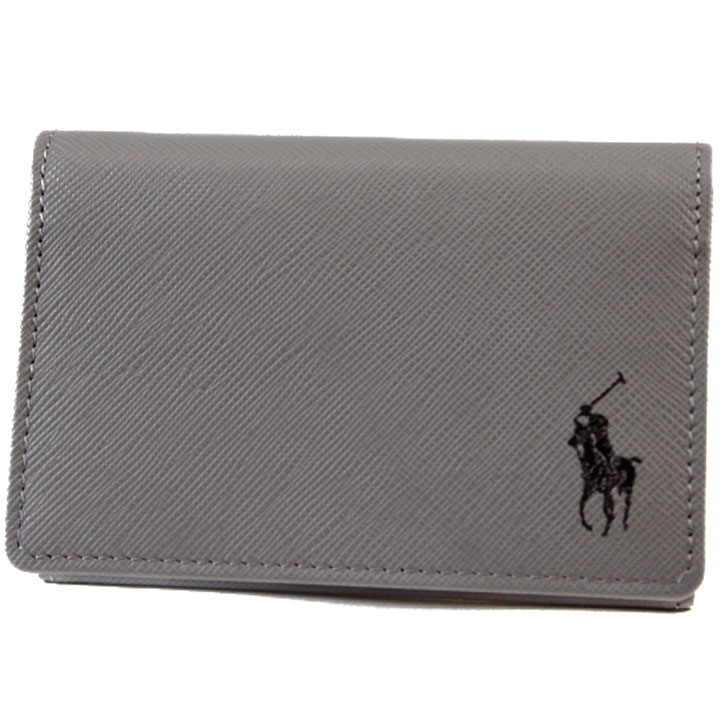 ポロ ラルフローレン カードケース 名刺入れ メンズ ブランド POLO Ralph Lauren サフィアーノレザー 専用箱付 ライトグレー ブラック ポニー ロゴ 20代 30代 40代 50代 60代 男性 紳士 本革 日本製