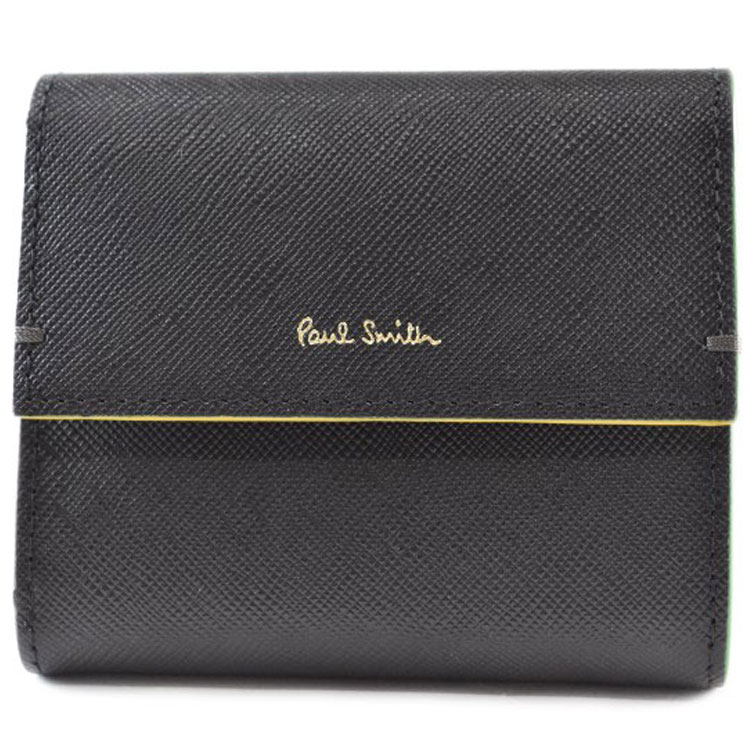 ポールスミス 二つ折り 財布 コンパクト メンズ ブランド Paul Smith カラードエッジ 箱無 黒 ブラック 男性 紳士 本革 レザー 20代 30代 40代 50代 おしゃれ BPS593 訳あり|Selectshop season