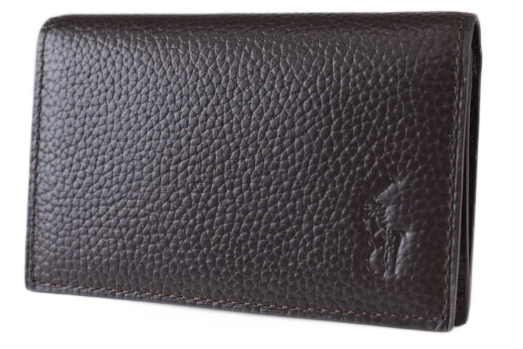 ポロ ラルフローレン カードケース 名刺入れ メンズ ブランド POLO Ralph Lauren シュリンクレザー ロゴ フラップ 箱無 濃茶 ダークブラウン 男性 紳士 本革 P-611SH