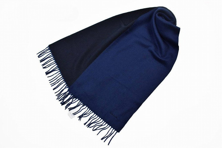 15246円 新入荷 ポールスミス マフラー メンズ ブランド Paul Smith カシミヤ100% バイカラー デザイン 紺 ネイビー 男性 紳士 防寒 カシミア