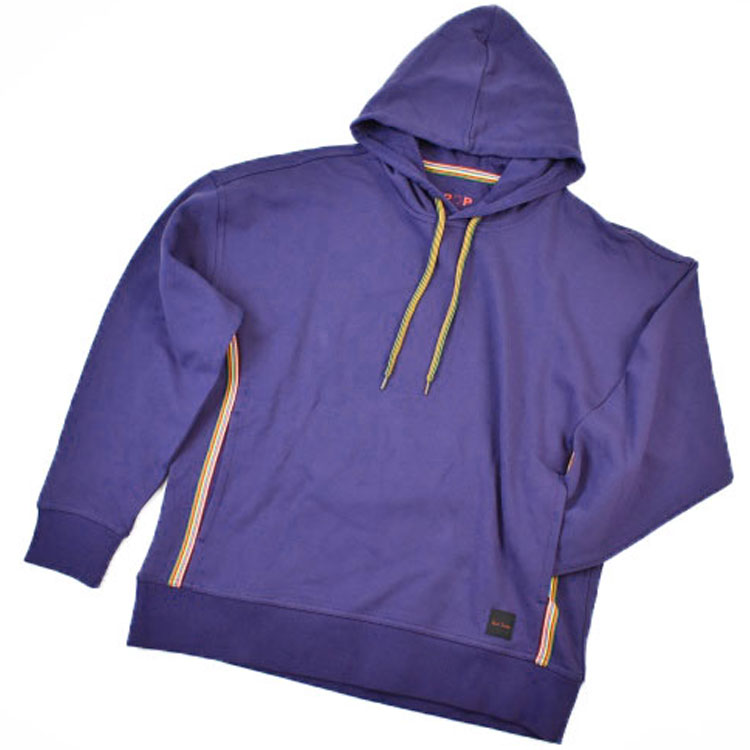 ポールスミス POP パーカー 長袖 ルームウェア メンズ ブランド Paul Smith POP ラウンジウエア LOUNGEWEAR マルチカラーテープ 部屋着 フーディ プルオーバー トップス M L LL パープル 男性 紳士 20代 30代 40代 50代 プレゼント ギフト おしゃれ 新品