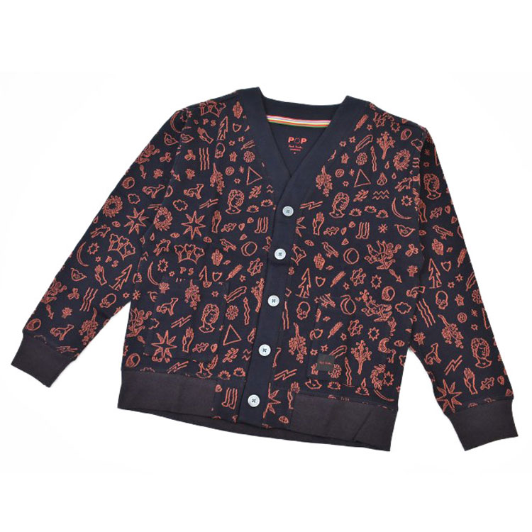 ポールスミス POP ルームウェア メンズ ブランド Paul Smith POP ラウンジウエア LOUNGEWEAR 綿混 コットンブレンド カーディガン Mythology 神話 デザイン 長袖 トップス M L LL 紺 ネイビー 秋冬 20代 30代 40代 50代 60代 ギフト プレゼント 男性 紳士