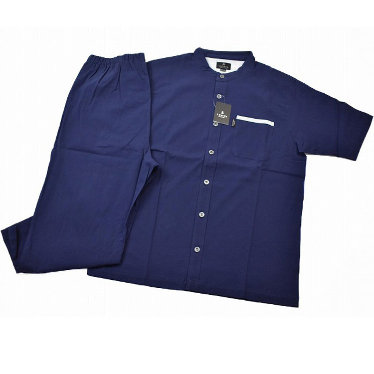 ランバン 寄せあわせ パジャマ 夏用 半袖 メンズ 前くい違い ブランド名 LANVIN COLLECTION 蹴球出どころ 襟なし 紺 米国海軍 七分丈 ズボン下 上下 書き割り セットアップ お座敷御召しもの 養護ホーム御召しもの M L LL 30代 40代 50代 成人男性 差し上げ物 差し上げ物 今めかしい 父の日 実用的 x1x