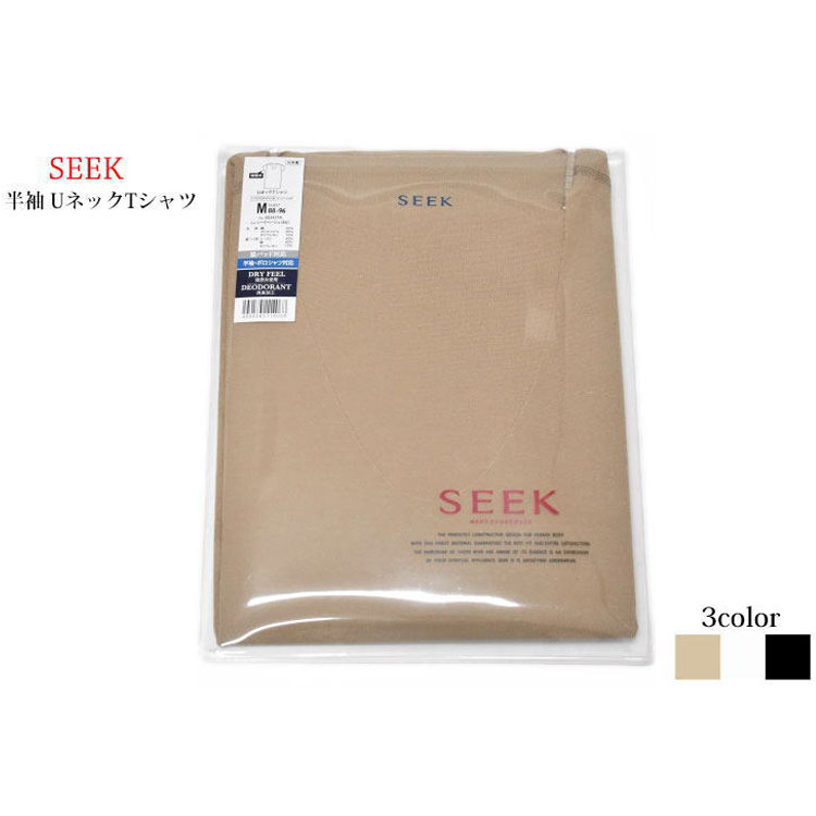 Seek Undershirt U Neck Short Sleeve Short Sleeve Short T Shirt Mens Brand SEEK M L LL Seek Beige White White Black Black Underwear Inner Shirt Underwear Cotton Deodorant Treatment Sweat Pad Included Business 20's 30's 40's 50's Male Gentleman EE3417A