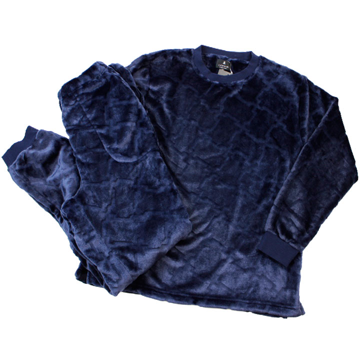 ランバン コレクション パジャマ メンズ 暖かい 冬用 冬 秋 長袖 ブランド LANVIN COLLECTION シルキー マイヤー フリース ネイビー ロングパンツ 上下 セット セットアップ ルームウェア ホームウェア M L 男性 紳士 30代 40代 50代 60代 70代 プレゼント ギフト おしゃれ