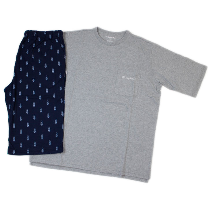 マッキントッシュ フィロソフィー パジャマ メンズ ブランド MACKINTOSH PHILOSOPHY 半袖 ハーフパンツ パジャマ 無地 バッキンガムベアプリント グレー ネイビー 上下 セット ルームウェア ホームウェア M L サイズ 男性 紳士 プレゼント ギフト おしゃれ 父の日