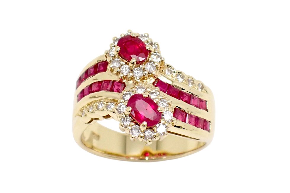 K18YG ルビー1.90ct メレダイヤ0.45ct デザイン リング #15 【新宿店】【中古】【新着】｜質 セキネ 118,200円