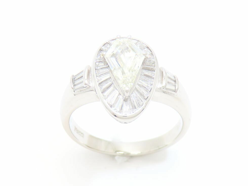 Pt900 ダイヤモンド1.188ct メレダイヤ1.05ct リング #20【池袋店】【中古】