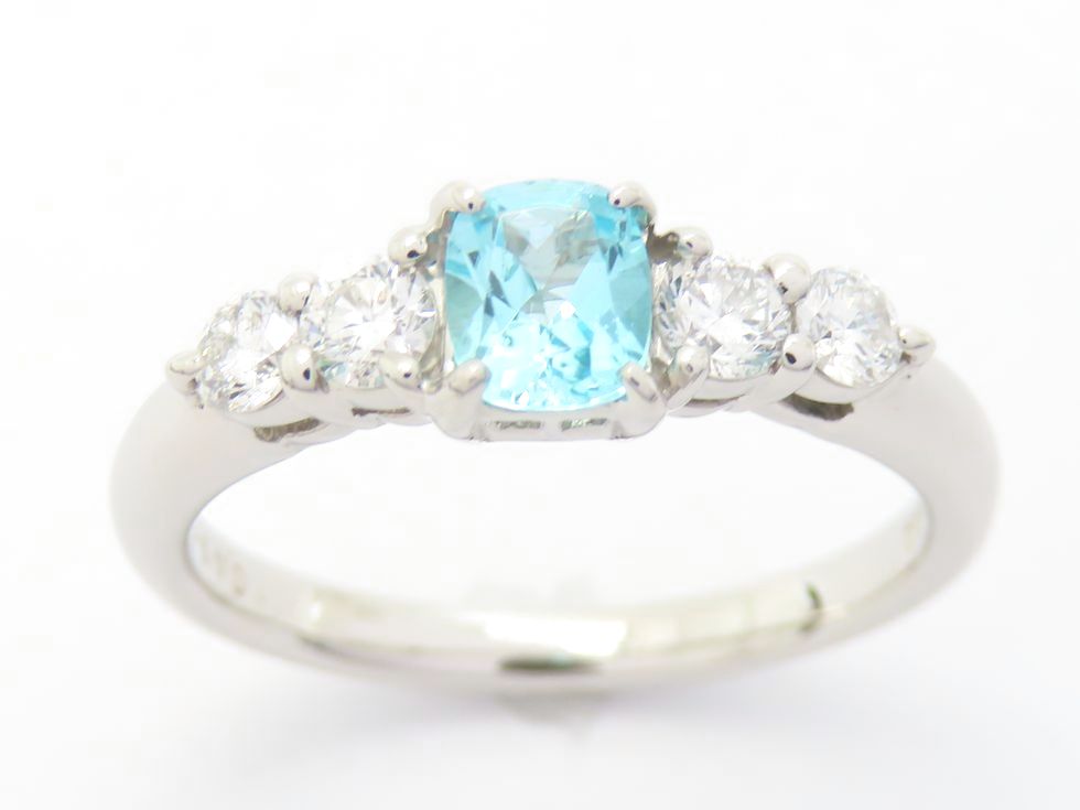 【新着】Pt900 パライバトルマリン0.49ct メレダイヤ0.38ct リング #12【池袋店】【中古】|質 セキネ