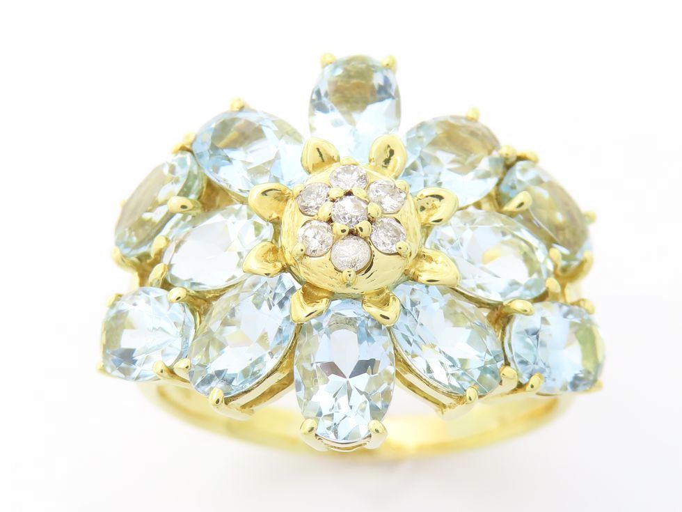 K18YG アクアマリン4.75ct ダイヤモンド0.137ct リング #20【池袋店】【中古】｜質 セキネ 94,710円