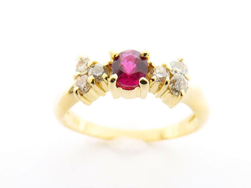 K18YG ルビー0.20ct メレダイヤ(ct刻無) リング #10 【池袋店】【中古】｜質 セキネ