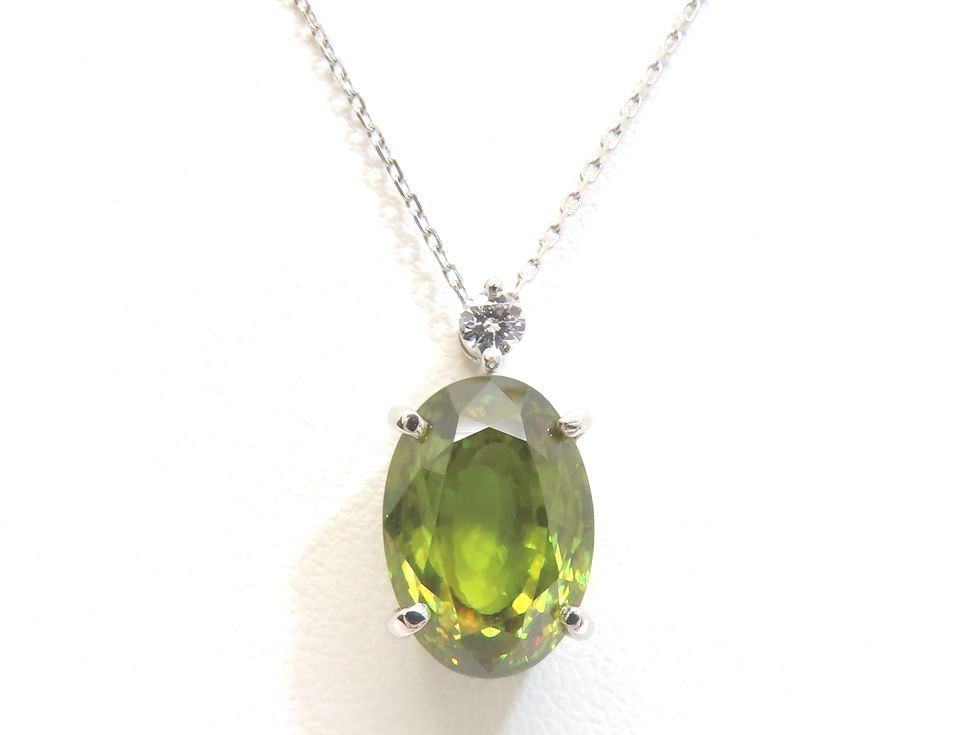 【新着】Pt900/850 スフェーン 6.80ct ダイヤモンド 0.08ct ネックレス【池袋店】【中古】|質 セキネ