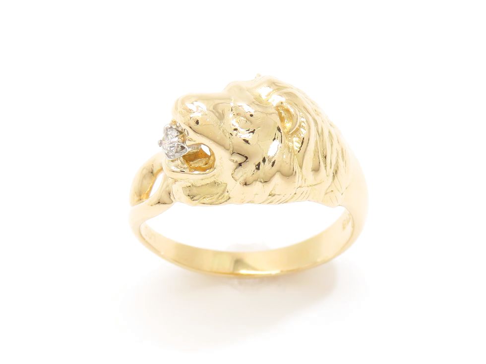 K18YG メレダイヤ0.05ct ライオンモチーフ リング #14【池袋店】【中古】