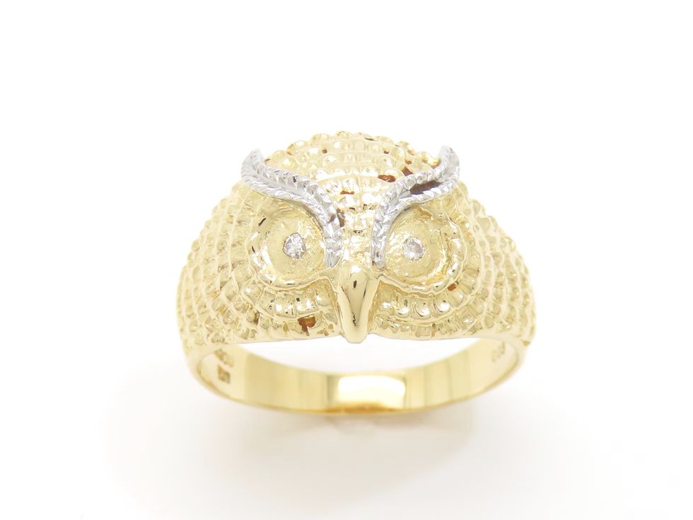 K18YG/Pt900 ダイヤモンド0.03ct フクロウ リング #12.5【池袋店】【中古】