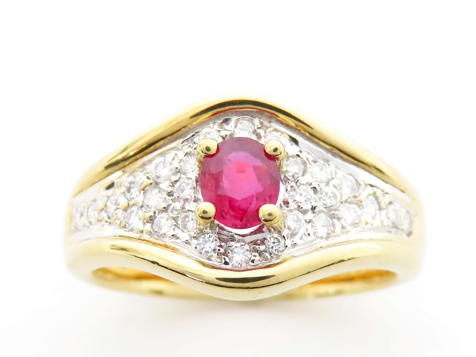 楽天市場】K18YG/Pt900 ルビー0.22ct ダイヤモンド0.62ct リング #14  