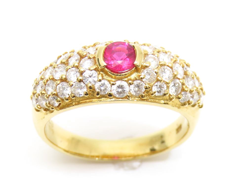 K18YG ルビー0.29ct ダイヤモンド0.93ct リング #11【池袋店】【中古】