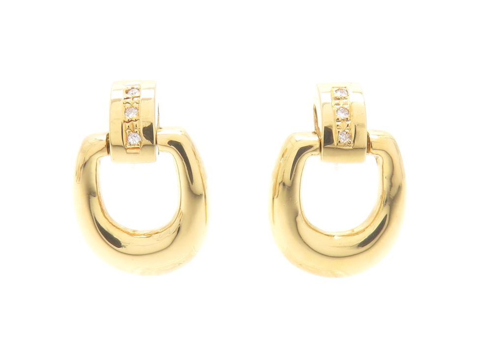 K18YG メレダイヤ0.03ct&times;2 デザイン ピアス【池袋店】【中古】｜質 セキネ