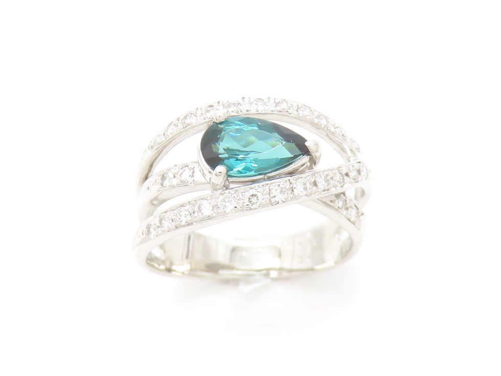 Pt900 トルマリン1.13ct ダイヤモンド0.40ct リング #12【池袋店】【中古】