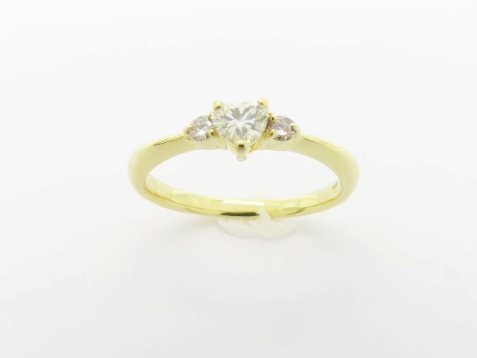 K18YG ハートシェイプダイヤモンド0.20ct メレダイヤ0.05ct リング #9 【池袋店】 【中古】