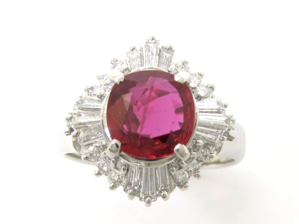 楽天市場】K18YG オーバルカットルビー0.727ct テーパーカットダイヤ  