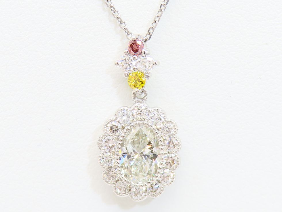 Pt900/850 ダイヤモンド1.006(H/SI-2)/0.47/0.041/0.043ct ネックレス【池袋店】【中古】