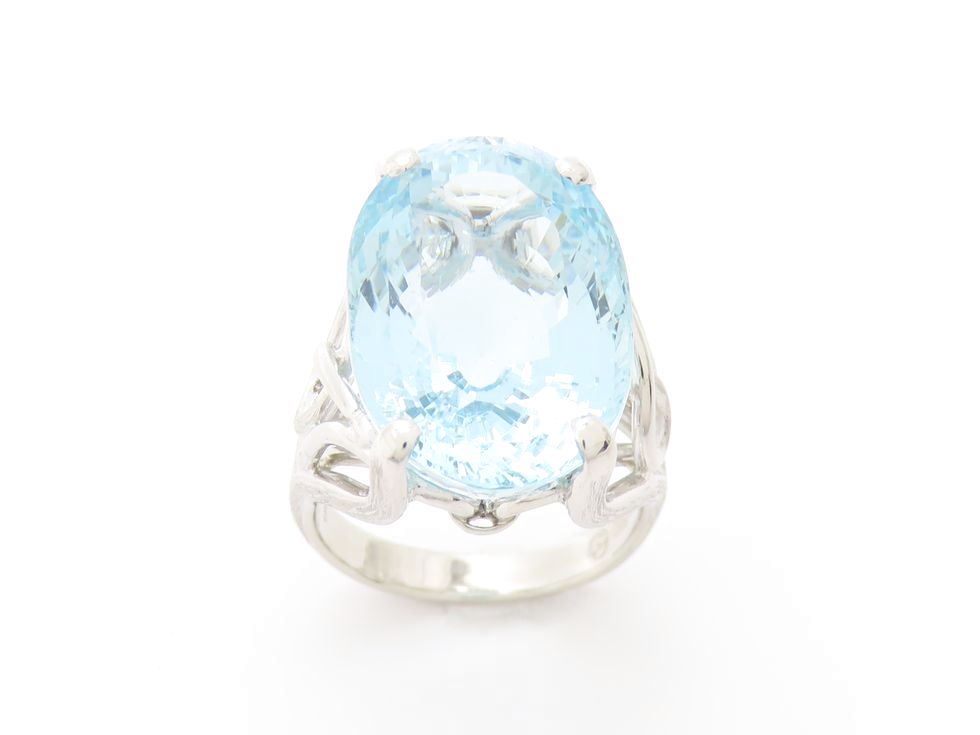 Pt900 アクアマリン19.5ct リング #12【池袋店】【中古】