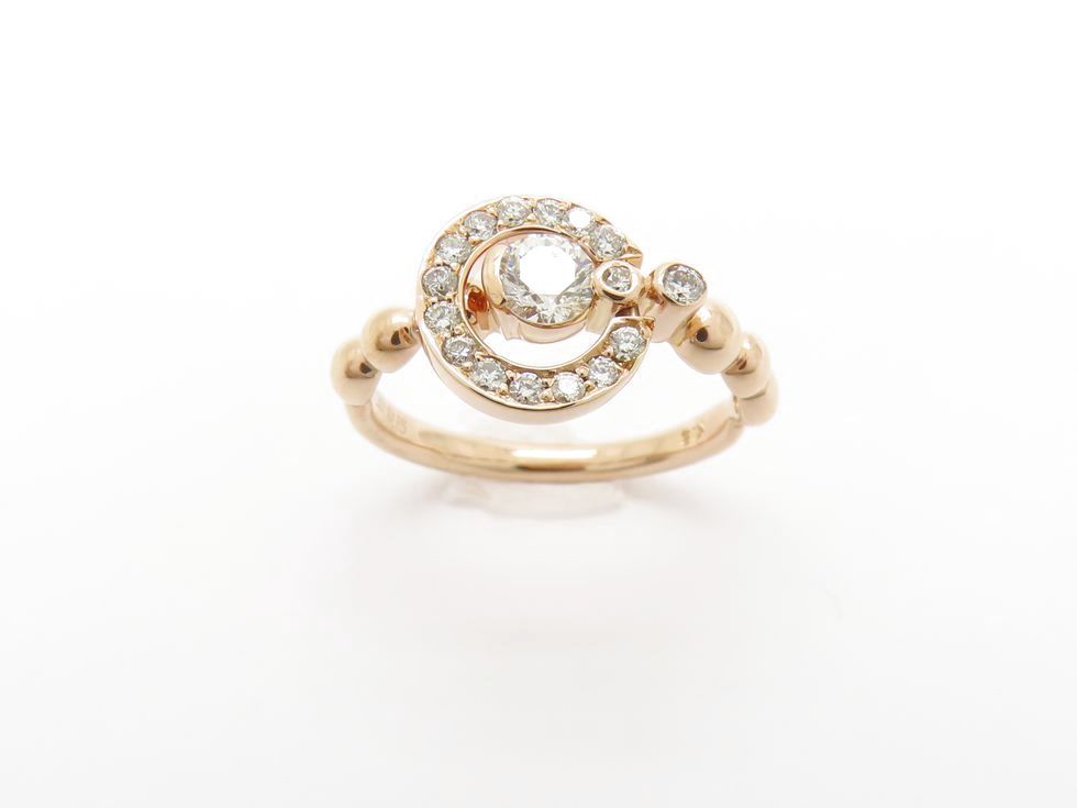 【新着】K18PG ダイヤモンド0.20ct メレダイヤ0.15ct リング #7 【池袋店】【中古】