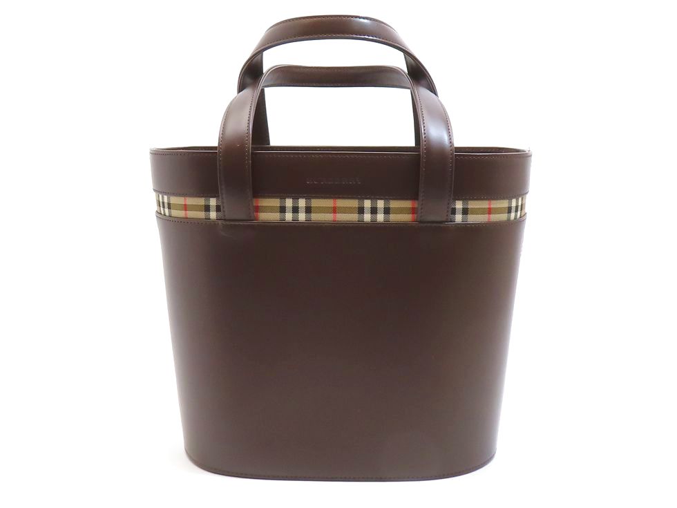 バーバリー レザー×ナイロン ブラウン系 ハンドバッグ 【池袋店】【中古】