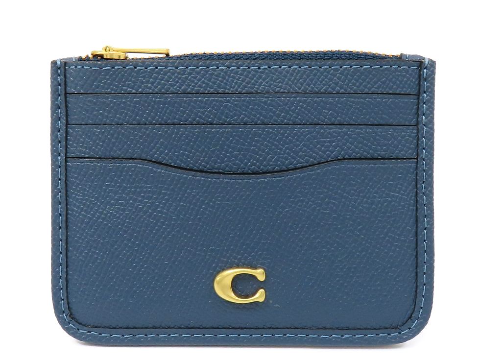 コーチ職 CH817 なめし革 青み系 ジップカードケース 歌留多入れもの  【池袋店】【中古】