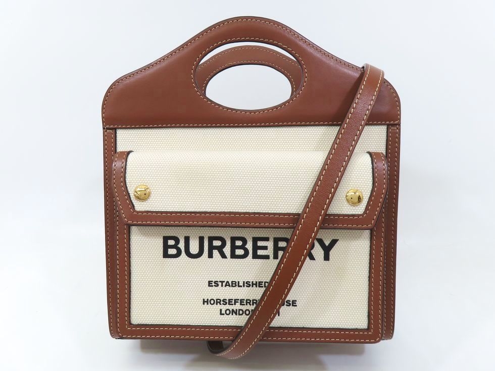 バーバリーBURBERRY ミニポケットバッグ ナチュラルモルトブラウン2way ミニ ポケットバッグ (ナチュラル／モルトブラウン