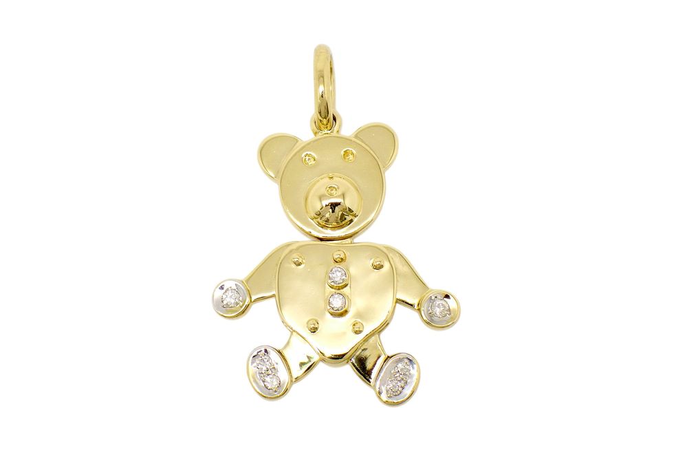 K18YG/WG メレダイヤ0.14ct テディベア デザイン ペンダント 【新宿店】【中古】