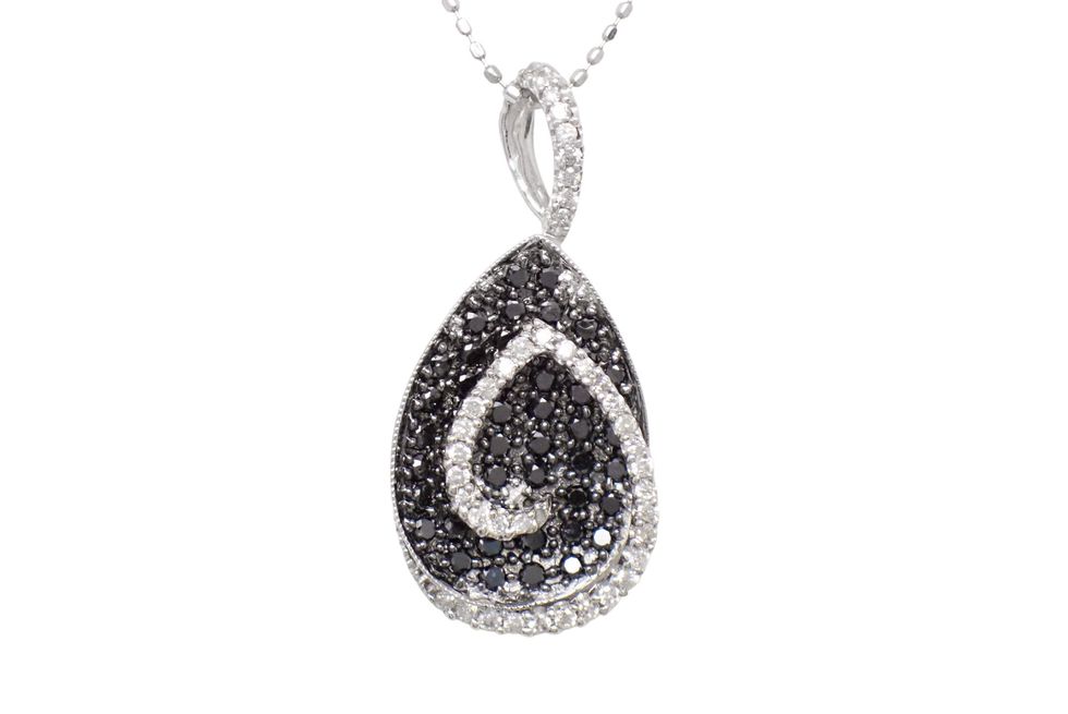 750WG/K18WG メレダイヤ・ブラックメレダイヤ0.80ct デザイン ペンダント ネックレス【新宿店】【中古】