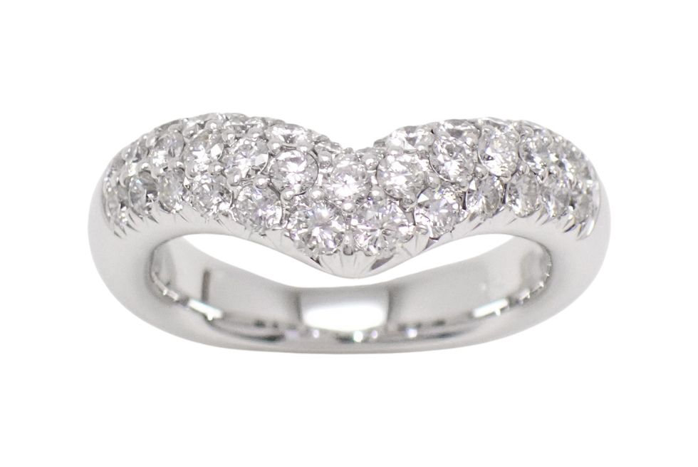 750WG パヴェダイヤ1.25ct V字デザイン リング #10.5 【新宿店】【中古】