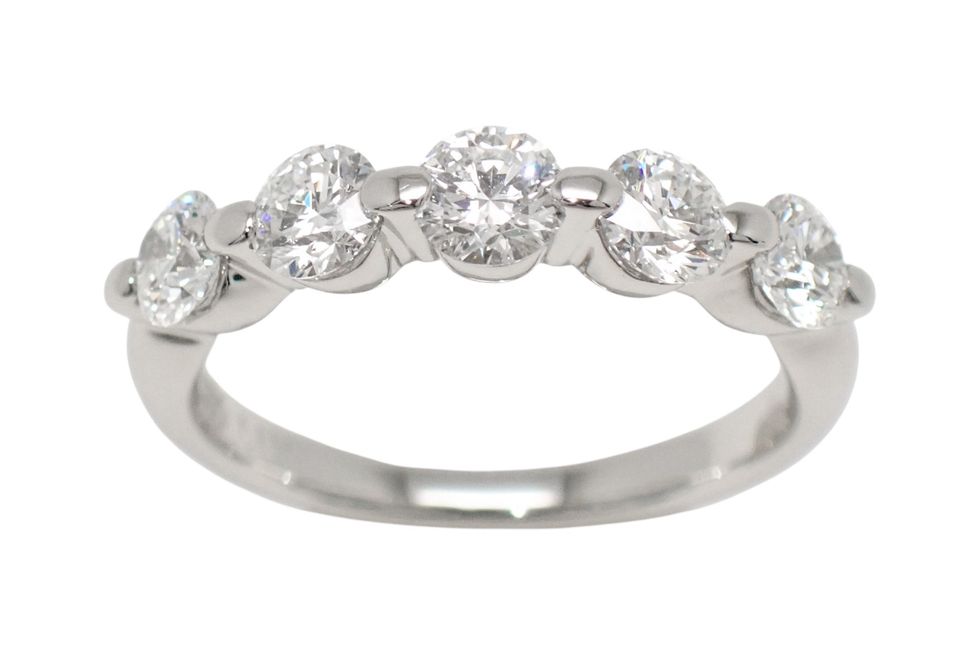 Pt900 5Pダイヤ1.111ct (4Pダイヤ D・VS-1・EX) (1Pダイヤ D・VS-2・EX) 一文字 リング #11 【新宿店】【中古】｜質 セキネ