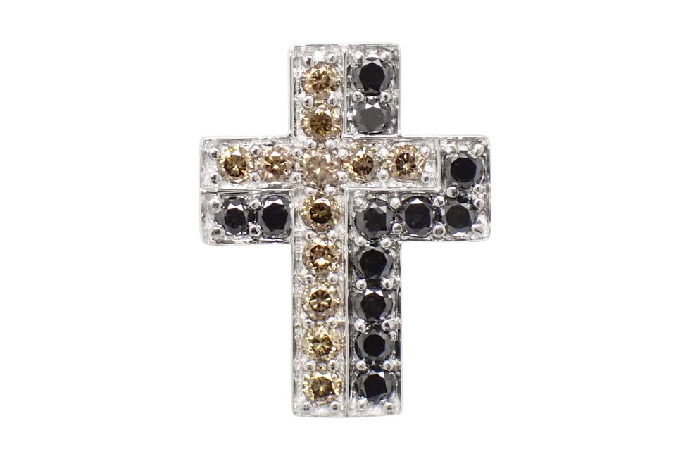 K18WG ブラウン・ブラックダイヤ0.50ct クロス ペンダント 【新宿店】【中古】【新着】