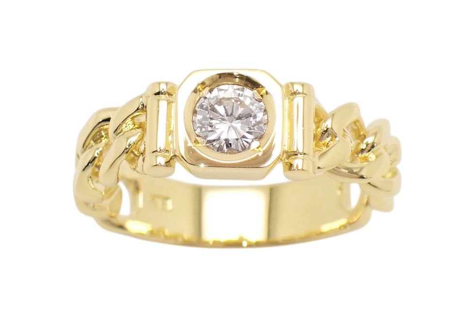 K18YG ダイヤ0.405ct チェーンベルト デザイン リング #17 【新宿店】【中古】|質 セキネ