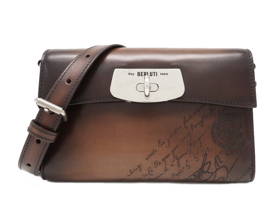 ベルルッティ E MIO POUCH ON STRAP-V29 ヴェネチアカーフレザー CACAO INTENSO エミーオ スクリットレザー ポーチ オン ストラップ ショルダーバッグ【新宿店】【中古】