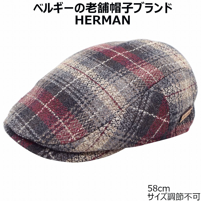 ハンチング帽子 メンズ 秋冬 ヘルマン レディース Herman レッド 赤 紳士 婦人 男女兼用 帽子 HR6F054【対応 送料無料】