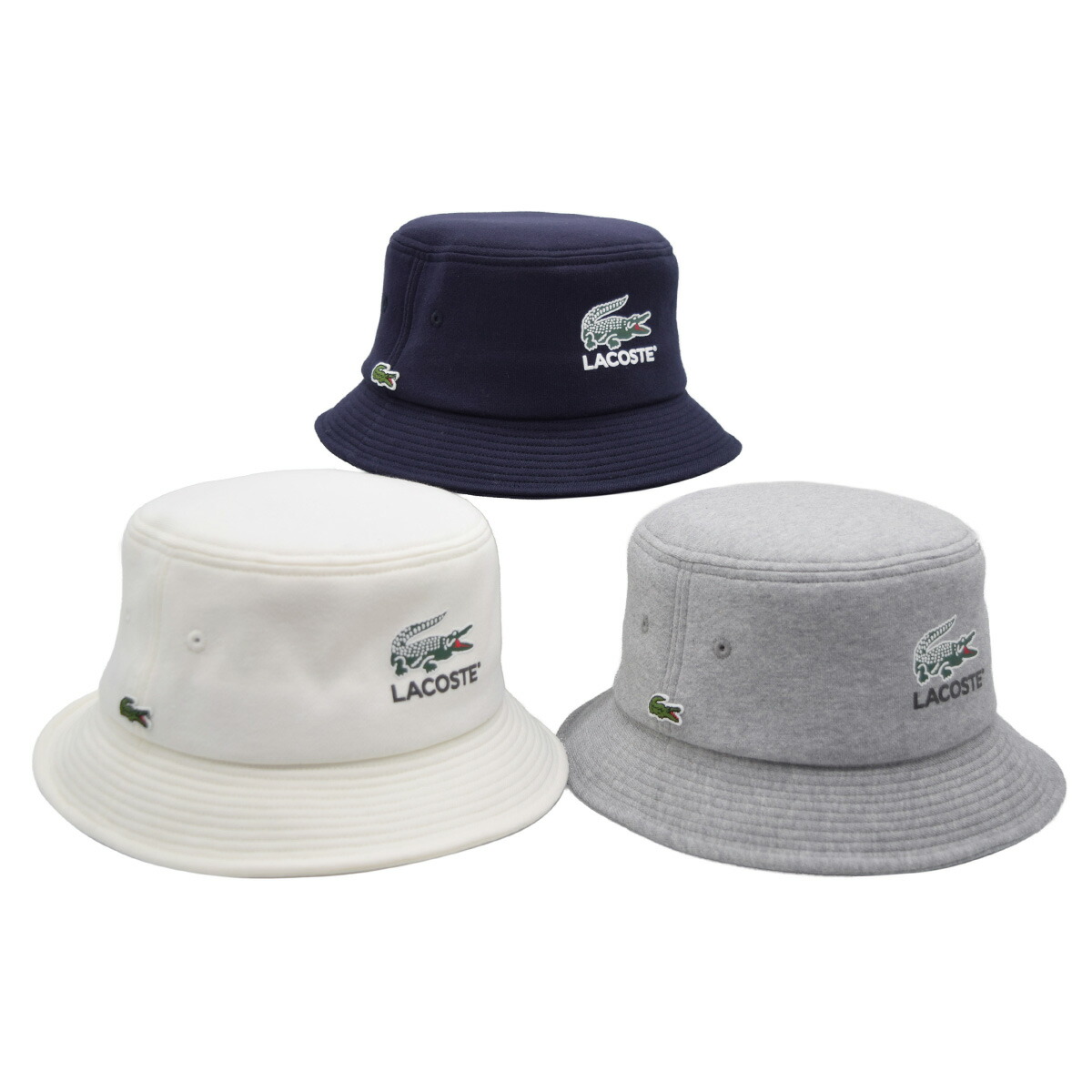 バケットハット メンズ 国産 日本製 ラコステ メンズ レディース スウェットバケットハット LACOSTE コットン オフホワイト グレー ネイビー 白 紺 紳士 婦人 帽子 春 秋冬 L1282【対応 送料無料】