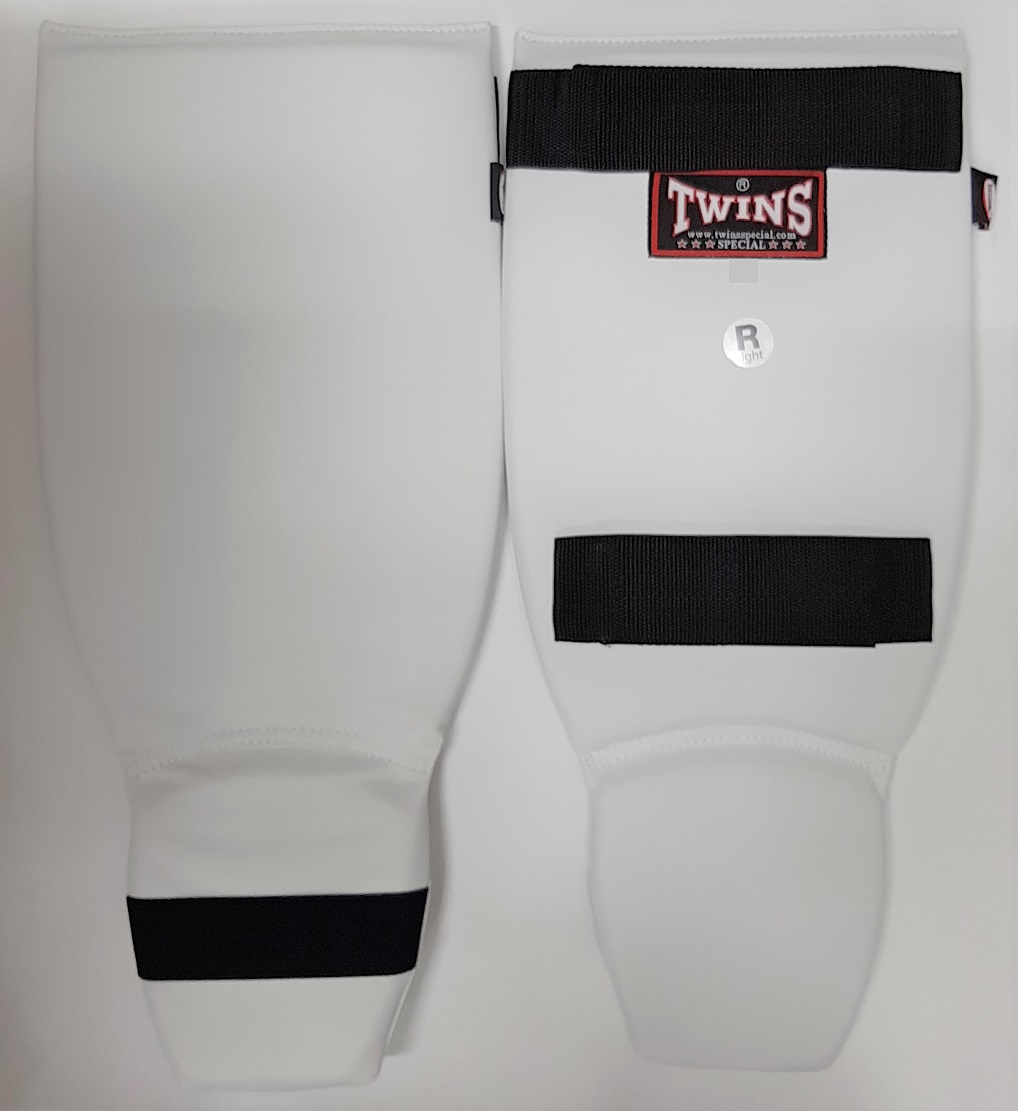 新 TWINS ツインズ 合皮製 キックボクシング レガース スネサポーター 白 Sサイズ