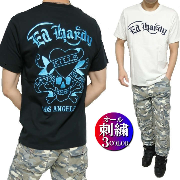 Christian Audigier スカル　骸骨　半袖　ロング　Tシャツ mh-148.jpg