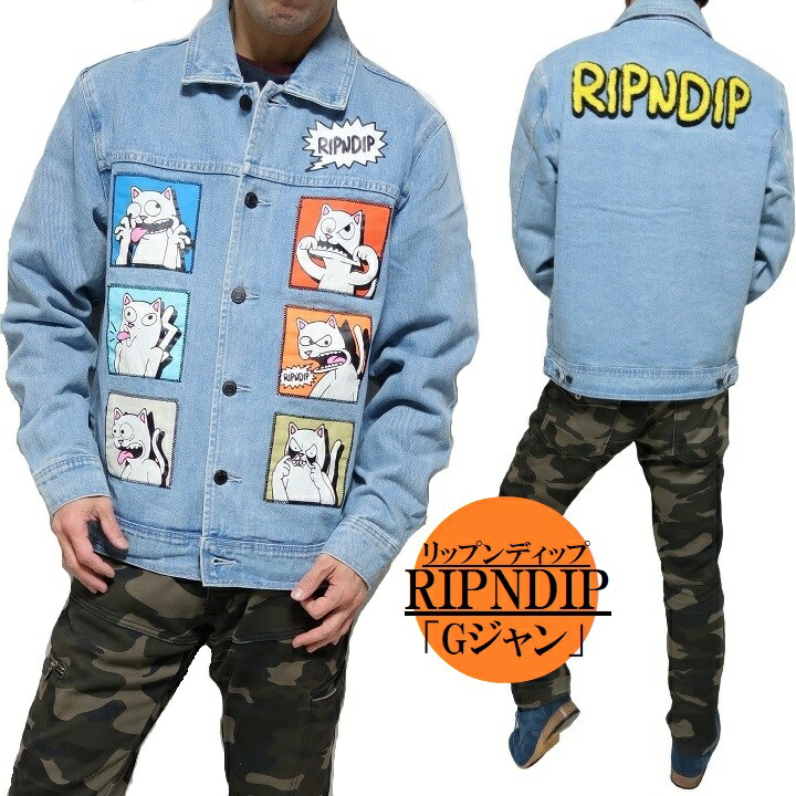 Gジャン/デニムジャケット メンズ リップンディップ RIPNDIP 猫/キャット かわいい メンズファッション ライトアウター|シンキロウ~ジャケット
