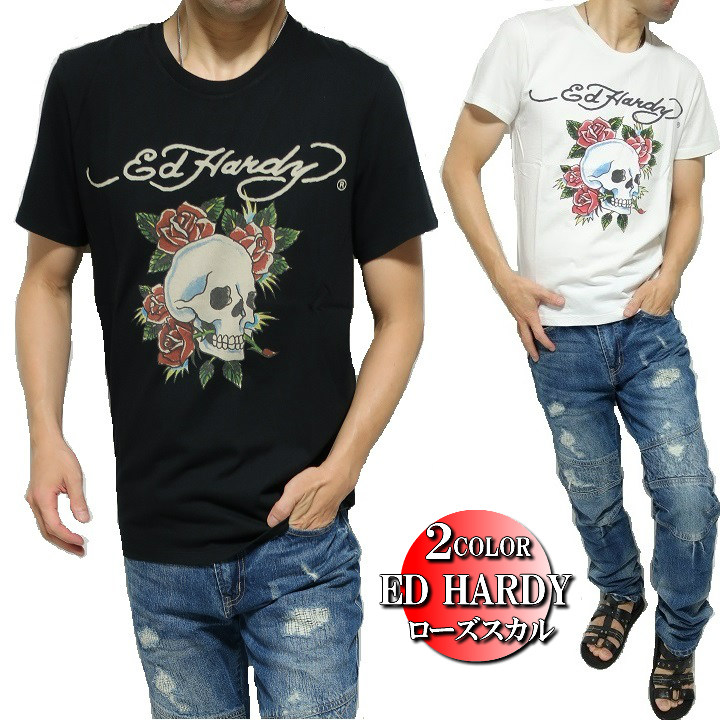 楽天市場 エドハーディー Ed Hardy エド ハーディー Tシャツ メンズ ローズ スカル ドクロ 半袖 ブラック ホワイト S L シンキロウ ジャケット