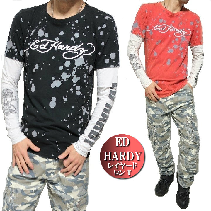 エドハーディー ed hardy エド・ハーディー ティーシャツ ロンT メンズ 花の冠yd 分かりやすい えの具/スカル/ドクロ/長袖  S-L