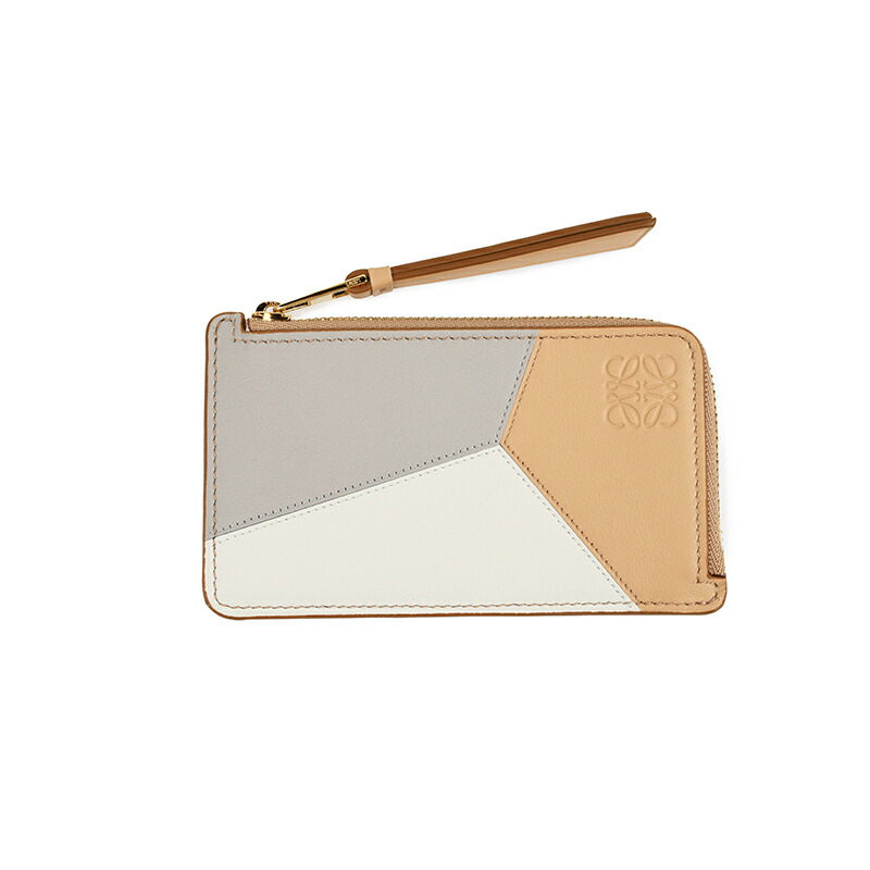 ロエベ　ベージュ スエード コインケース チェーン付き LOEWE ロエベ アナグラム スエード がま口 コインケース