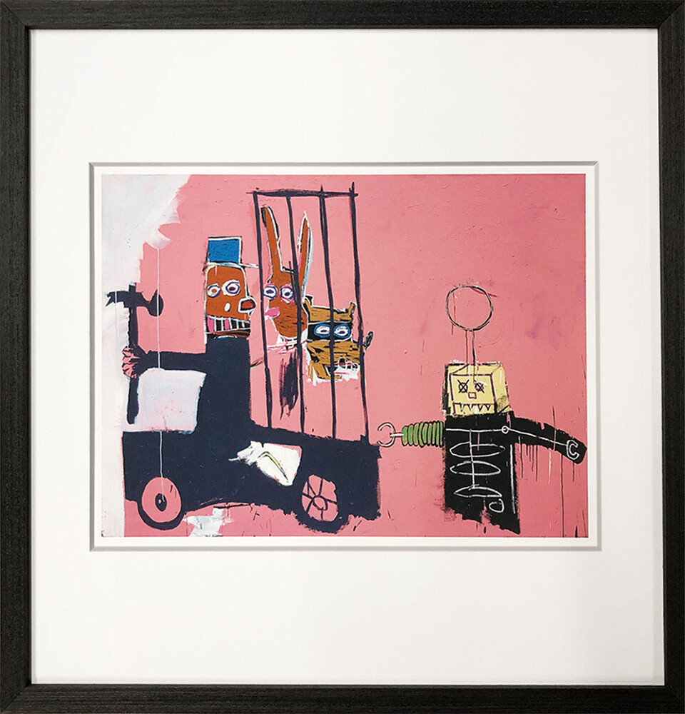 作物一こま バスキア Jean-Michel Basquiat Molasses 1983 バスキア 作物張り出し「ドッグマン」サクラ色 額装済み 【滅多に無い青写真】バスキア「Dogman」作物刷り上げる 額入り口・入口