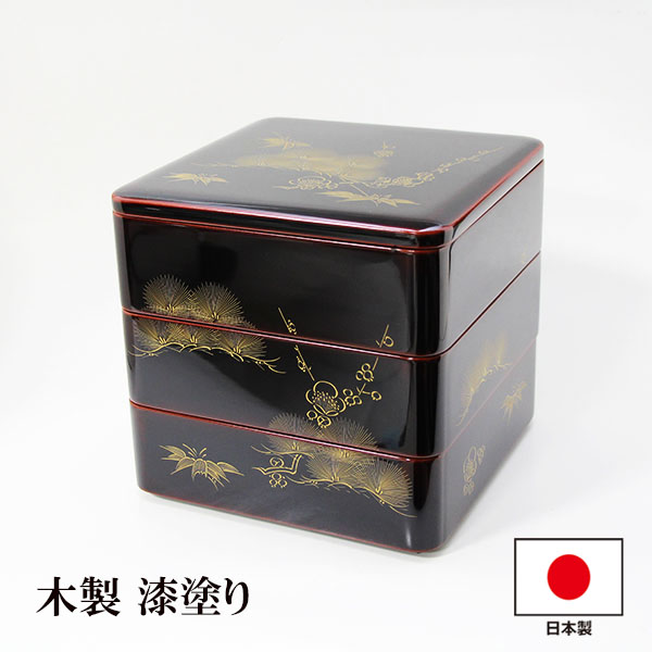 楽天市場】三段 重箱 古代朱 畠中作 6.5×6寸 3段 越前漆器 越前塗 伝統 