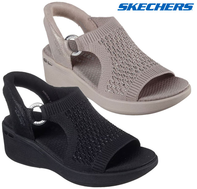 【貨物輸送無料】 スケッチャーズ 188001 SKECHERS SLIP-INS PIER-LITE - PARK PATH ハンズフリー スリップインズ ウエッジサンダル 厚底サンダル レディースサンダル 立った往々にして履ける靴 手を使わず履ける靴 履き分かりやすい 成人女性 靴 BBK 黒いこと TPE トープ