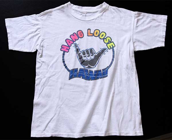 楽天市場 90s Hang Loose Hawaii 蛍光 染み込みプリント コットンtシャツ 白 M メンズ オールド ビンテージ 南国 ハングルース シャカサイン アメリカ 古着 中古 Used Clothing Sixpacjoe